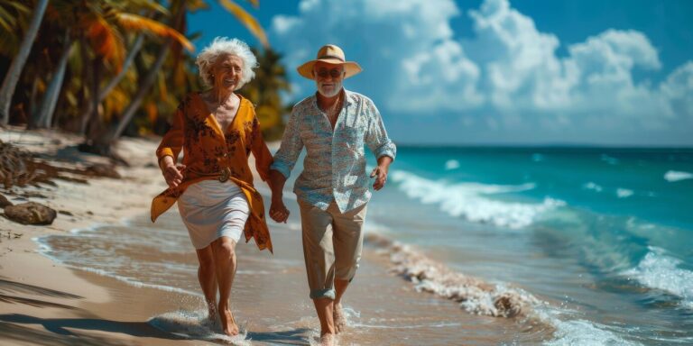 retired couples in holiday